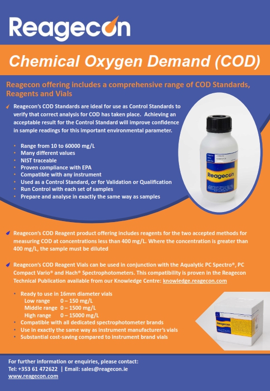 Chemical Oxygen Demand (COD) Standards, Reagents and Vials