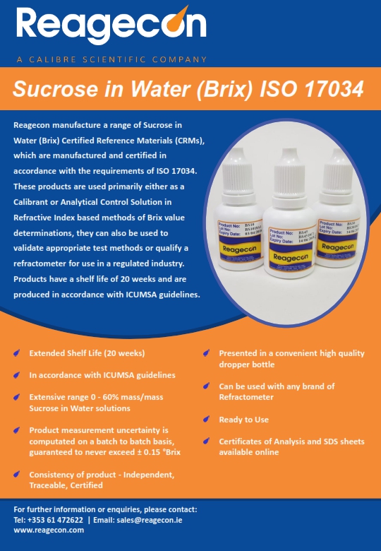 Sucrose in Water Standards (Brix) ISO 17034